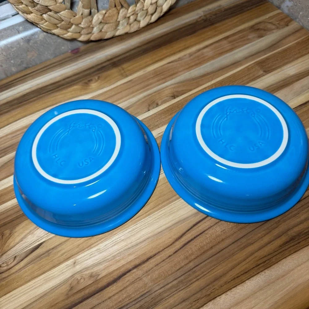 Fiesta Peacock Blue Rimmed Cereal Bowls Set of 2 HLC USA Ceramic Turquoise